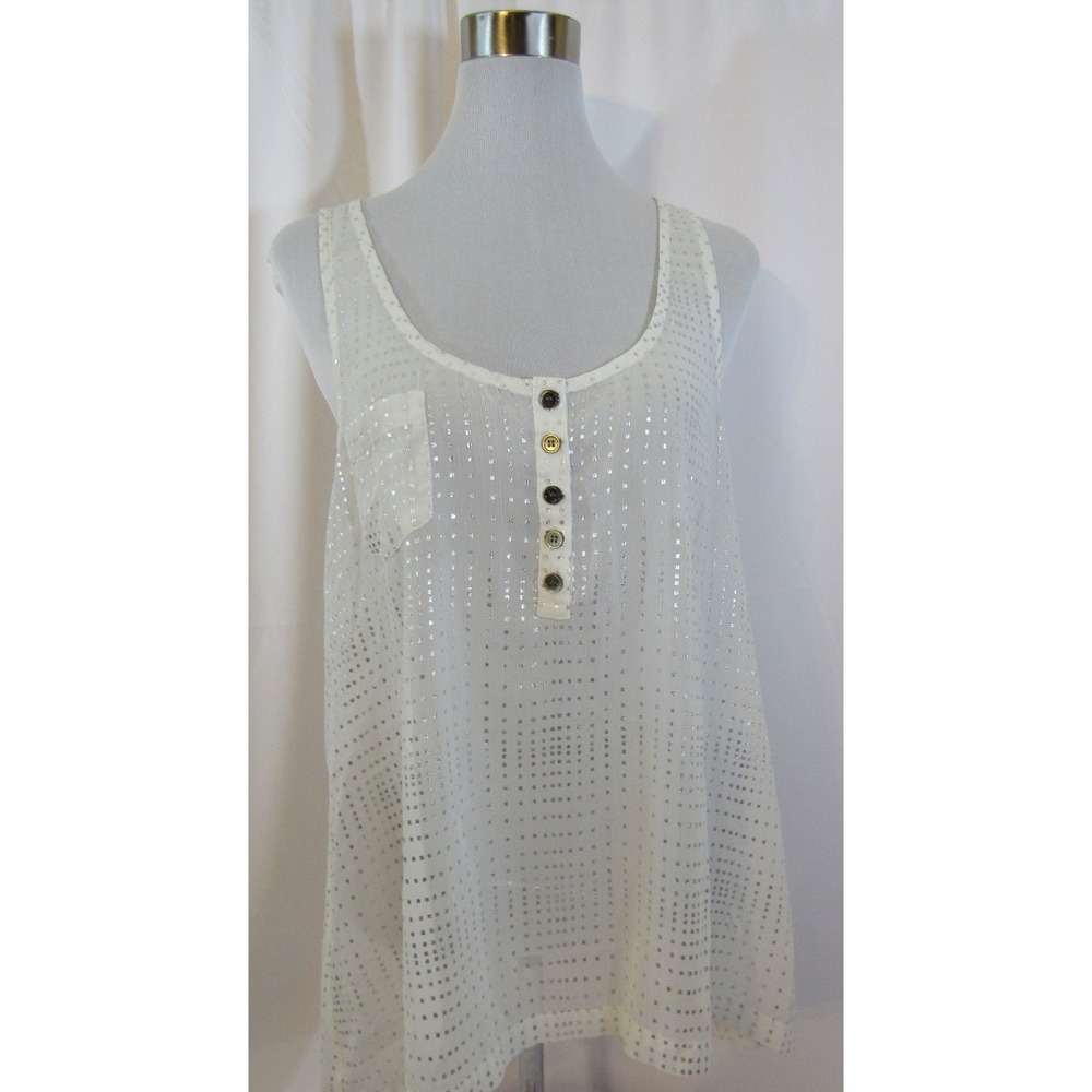 AKA New York Polyester White Trim Tank Knit Top L